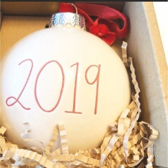 Rae Dunn by Magenta Seasonal Holiday Round Christmas Tree 2019 Ornament - Picture 1 of 5